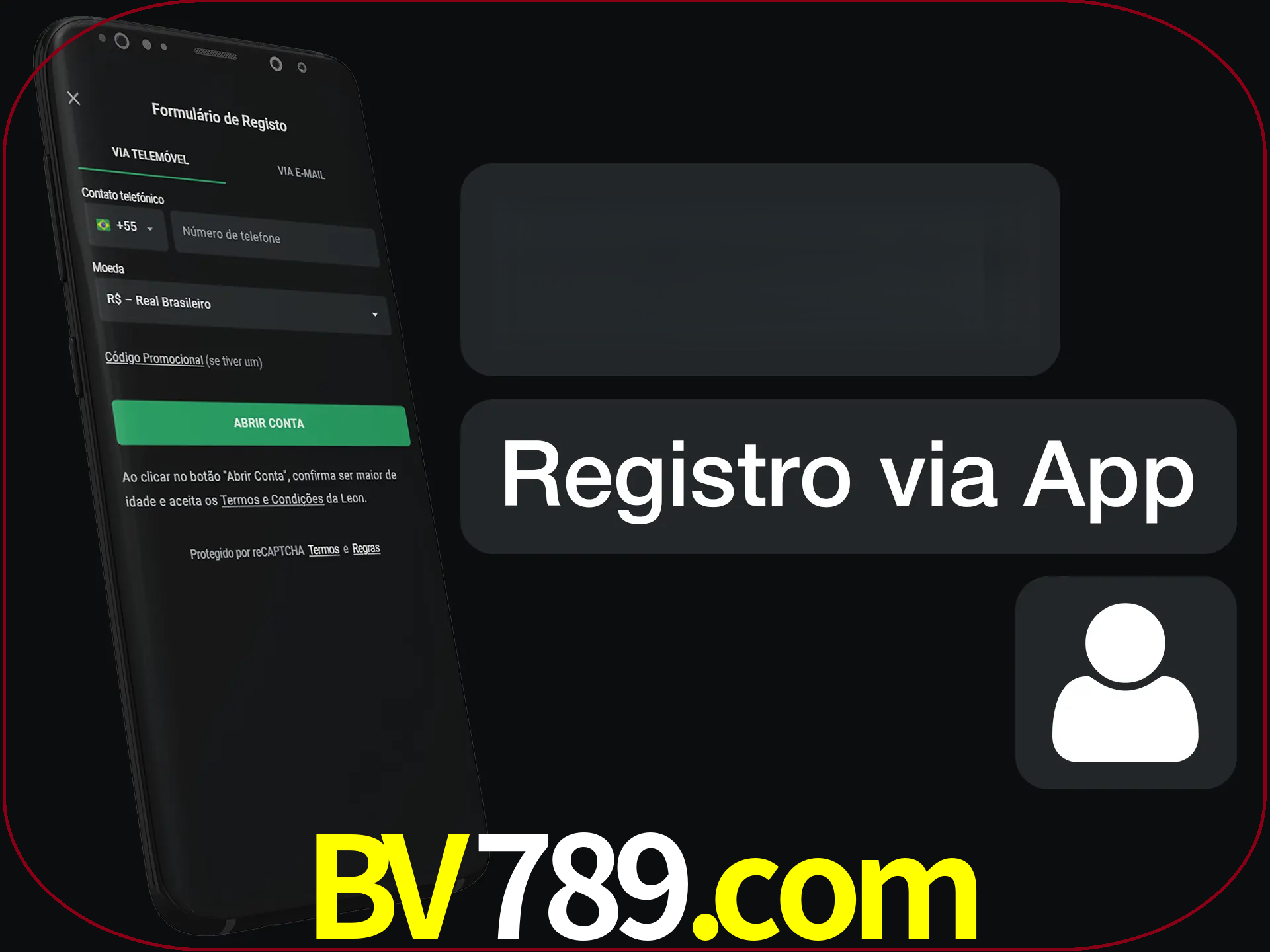 Registre-se com duas etapas usando o aplicativo.